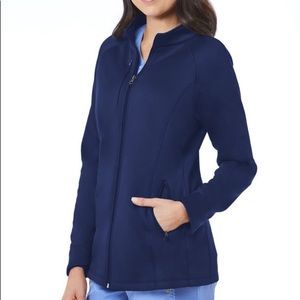 Maevn Blaze Navy Blue Zip-Up Fleece Scrub Jacket